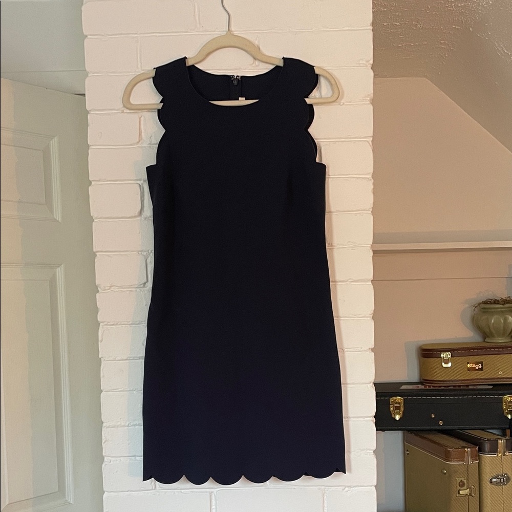 J. Crew Factory Navy Scalloped Mini Dress